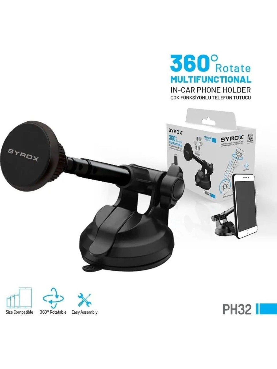 110000482935959(1) Syrox PH32 Çok Fonksiyonlu Telefon Tutucu - Görsel 1