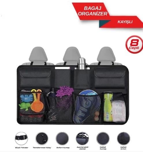 ORGANİZER BAGAJ DÜZENLEYİCİ KAYIŞLI 8 CEPLİ