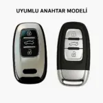 Auidi A4-A5-A6-A7-Q5-Q7 Sustasız Anahtar Uyumlu Silikon Oto Anahtar Kumanda Kabı Kılıf Füme - Görsel 4