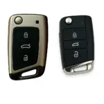 volkswagen Polo 2018 Sustalı Anahtar Uyumlu Silikon Oto Anahtar Kumanda Kabı Kılıf Füme - Görsel 2