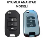 Honda Fc5/H-RV/C-RV Anahtar Uyumlu Silikon Oto Anahtar Kumanda Kabı Kılıf Füme - Görsel 2