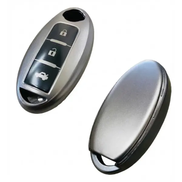 Nissan Qashqai Juke X-Trail Micra Murano Infiniti Uyumlu 3 Buton Smart Silikon Oto Anahtar Kumanda Kabı Kılıf Gri