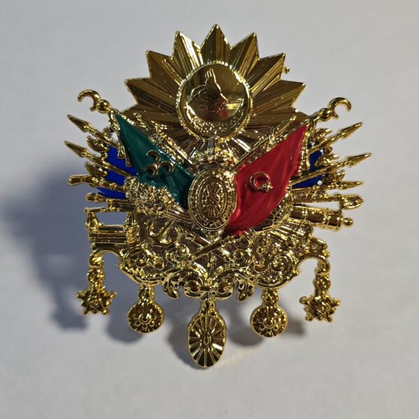 Osmanlı Devlet Arması Kabartma Logo Vidalı Küçük 10x8cm Gold