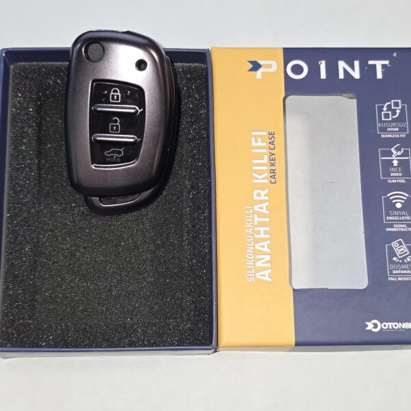 HYUNDAI Accen Blue-İ20-İ30-İX35 Buton Silikon Oto Anahtar Kumanda Kabı Kılıf Gri