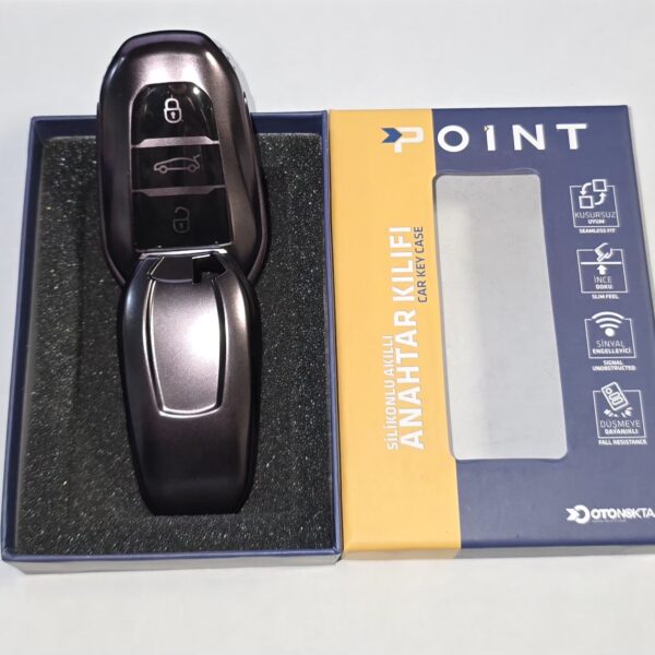 PEJO 208-308-508-2008-3008-5008-Cıtroen C4 Buton Silikon Oto Anahtar Kumanda Kabı Kılıf Gri