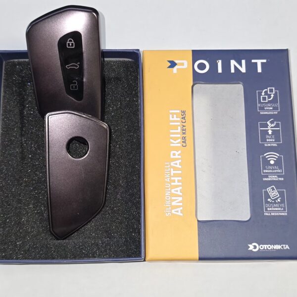 VOLKSWAGEN-SKODA-SEAT-GOLF8 Buton Silikon Oto Anahtar Kumanda Kabı Kılıf Gri