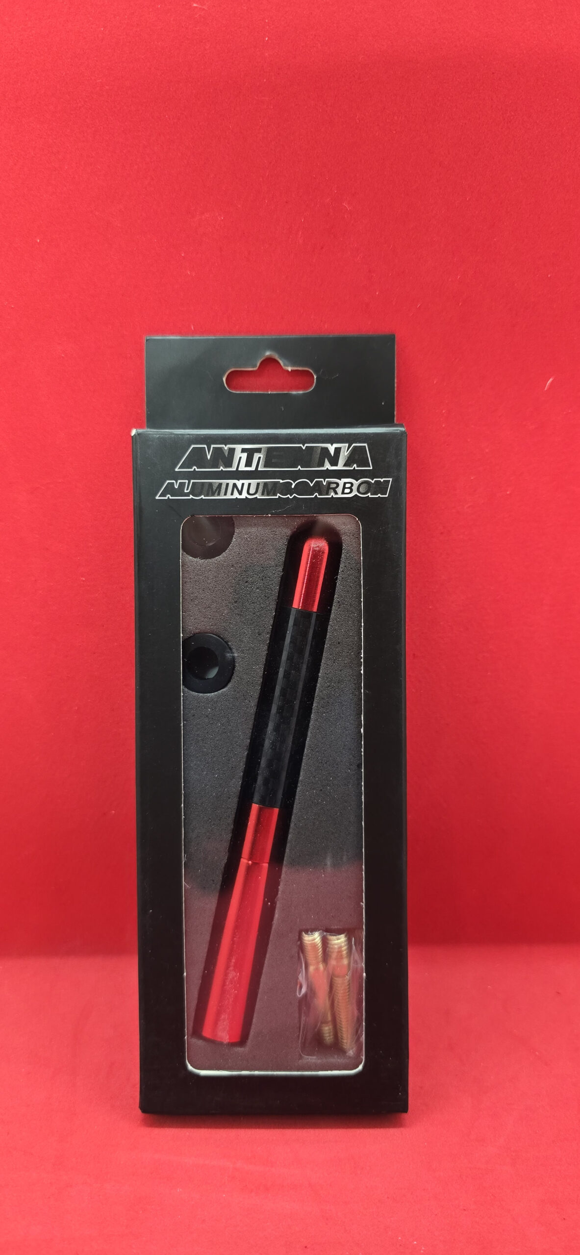 ANTEN-ÇUBUĞU-KIRMIZI Her Araca Uygun Alüminyum Vidalı Karbon Fiber Oto Radyo Anten Çubuğu Kırmızı - Görsel 1