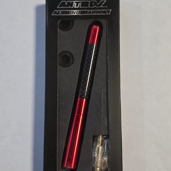 Her Araca Uygun Alüminyum Vidalı Karbon Fiber Oto Radyo Anten Çubuğu Kırmızı