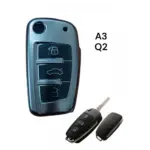 Audi A3 Q2 Anahtar Uyumlu Silikon Oto Anahtar Kumanda Kabı Kılıf Siyah - Görsel 2