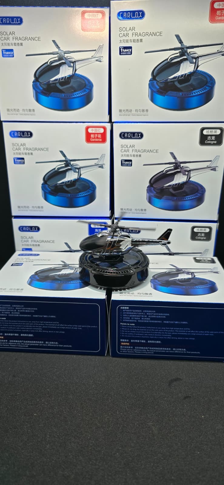 helikopter Güneş Enerjili Helikopter Araba Koku Salar Siyah - Görsel 1