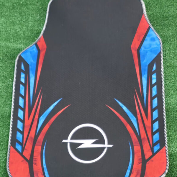 4 Adet Siyah Mavi Kırmızı Sport Tasarımlı Universal Oto Paspas Seti – Kaymaz Tabanlı Araç Paspası