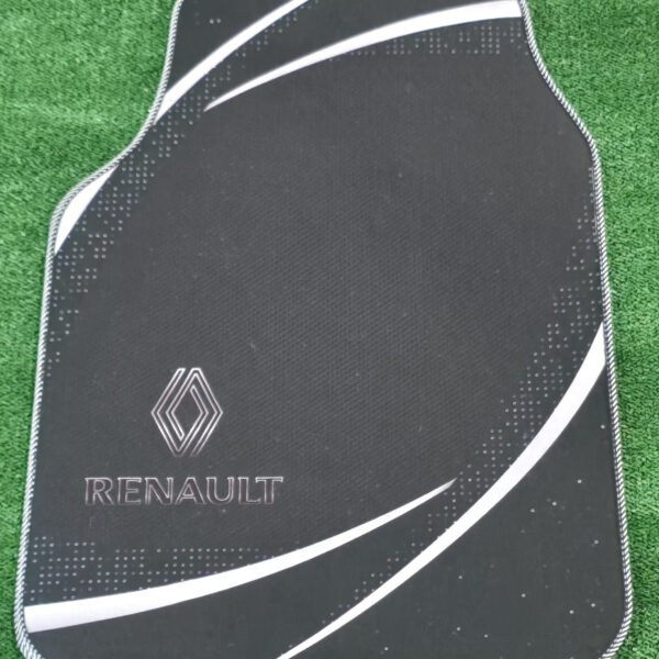 4 Adet Siyah Beyaz Şeritli Universal Oto Paspas Seti – Kaymaz Tabanlı Araç İçi Paspas