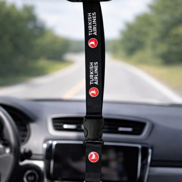 Türk Hava Yolları Desenli Siyah Araç Dikiz Aynası Askı İpi