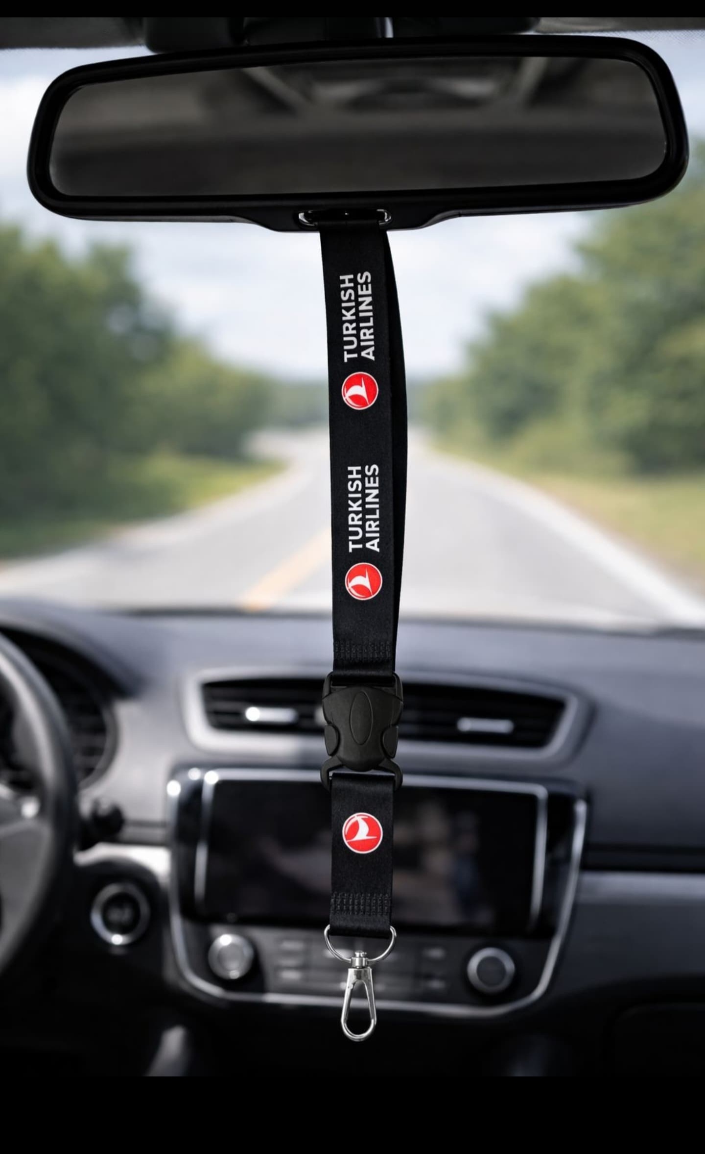 THYSİYAHAYNAİPİ Türk Hava Yolları Desenli Siyah Araç Dikiz Aynası Askı İpi - Görsel 1